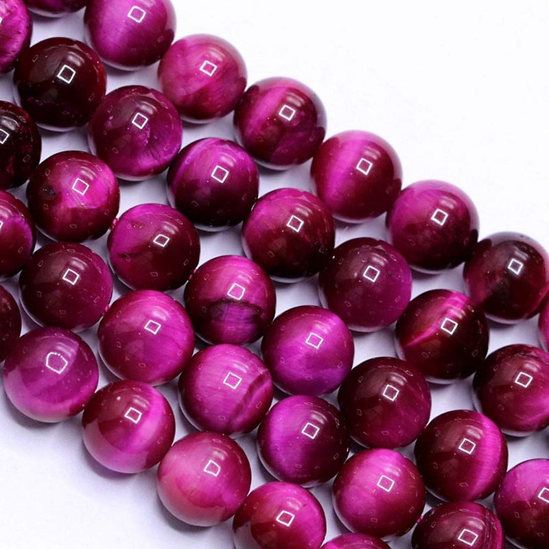 PLTbeads Natural Gemstone Loose Beads Smooth Round Approxi 15 inch DIY Bracelet Necklace for Jewelry Making (8mm, Pink Tiger Eye) - Image 3